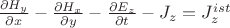 $\frac{\partial H_y}{\partial x}-\frac{\partial H_x}{\partial y}-\frac{\partial E_z}{\partial t}-J_z =J^{ist}_z$