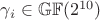 $\gamma_{i} \in \mathbb{GF}(2^{10})$