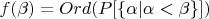 $f(\beta) = Ord(P[\{\alpha | \alpha < \beta\}])$
