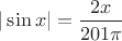 $|\sin{x}|=\dfrac {2x}{201\pi}$ $|\sin{x}|=\dfrac {2x}{201\pi}$