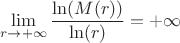 $$\lim_{r \to+\infty}\frac{\ln(M(r))}{\ln(r)} = +\infty$$