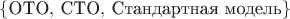 $\{ \text{ОТО}, \, \text{СТО}, \, \text{Стандартная модель} \}$