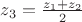 $\[{z_3} = \frac{{{z_1} + {z_2}}}{2}\]$