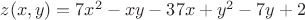 $z(x,y)= 7x^2 - xy - 37x +y^2 -7y +2$