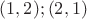 $(1,2); (2,1)$