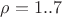 $\rho = 1..7$
