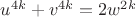 $u^{4k}+v^{4k}=2w^{2k}$
