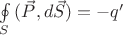\oint\limits_S {(\vec P,d\vec S)}  =  - q'