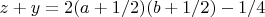 $z+y=2(a+1/2)(b+1/2)-1/4$