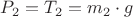 $P_2 = T_2 = m_2 \cdot g$