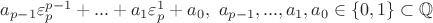 $a_{p-1}\varepsilon_p^{p-1}+...+a_1\varepsilon_p^1+a_0,\ a_{p-1}, ..., a_1, a_0 \in \{0,1\} \subset \mathbb Q$