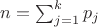 $n=\sum^{k}_{j=1}{p_j}$