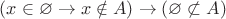 $(x\in\varnothing\to x\notin A)\to (\varnothing\not \subset A)$