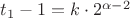 $t_1-1=k\cdot2^{\alpha-2}$
