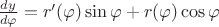 $\frac{dy}{d\varphi}=r'(\varphi)\sin\varphi+r(\varphi)\cos\varphi$
