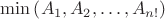 $\[\min \left( {{A_1},{A_2}, \ldots ,{A_{n!}}} \right)\]$