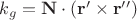 $k_g=\mathbf N\cdot(\mathbf r'\times\mathbf r'')$