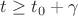 $t \geq t_{0}+\gamma$