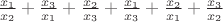 ${\frac {x_1}  {x_2}+{\frac {x_3}  {x_1} +{\frac {x_2}  {x_3} +{\frac {x_1}  {x_3} +{\frac {x_2} {x_1} +{\frac {x_3}  {x_2}$