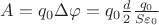 $A=q_0 \Delta \varphi=q_0\frac{d}{2}\frac{q_0}{S\varepsilon_0}$