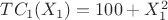 $TC_1(X_1)=100+X_1^2$