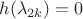 $h(\lambda_{2k}) = 0$