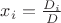 $x_i=\frac{D_i}{D}$