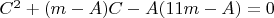 $C^2+(m-A)C-A(11m-A)=0$