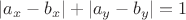 $|a_x-b_x|+|a_y-b_y|=1$
