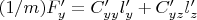 $(1/m)F'_y=C'_{yy}l'_y+C'_{yz}l'_z$