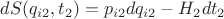 $dS(q_{i2},t_{2}) = p_{i2}dq_{i2} - H_{2}dt_{2} $