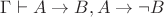 $\Gamma \vdash A \rightarrow B, A \rightarrow \neg B$