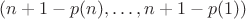 $(n+1-p(n),\dots,n+1-p(1))$