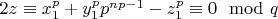 $2z \equiv x_1^p+y_1^p p^{np-1}-z_1^p \equiv 0 \mod q$
