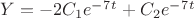$Y=-2C_1e^-^7^t + C_2e^-^7^t$