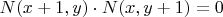 $N(x + 1, y) \cdot N(x, y + 1) = 0$