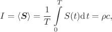 \[
I=\langle\boldsymbol{S}\rangle=\dfrac{1}{T}\int\limits_{0}^{T}S(t)\mathrm{d}\mspace{1.5}t=\rho c,
\]
