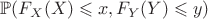 $\mathbb P(F_X(X) \leqslant x, F_Y(Y) \leqslant y)$