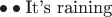 $\bullet \bullet \text{It's raining}$