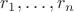 $r_1, \ldots, r_n$