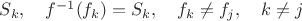 $S_k,\quad f^{-1}(f_k)=S_k,\quad f_k\ne f_j,\quad k\ne j$