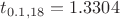 $t_{0.1 , 18}=1.3304$