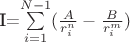 I=$\sum \limits_{i=1}^{N-1}( \frac{A}{r^n_i}-\frac{B}{r^m_i})$