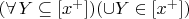 $(\forall\,Y\subseteq [x^+])({\cup}Y\in [x^+])$