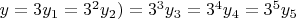 $y=3y_1=3^2y_2)=3^3y_3=3^4y_4=3^5y_5$