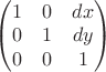 $\begin{pmatrix}1 & 0 & dx \\0 & 1 & dy \\0 & 0 & 1\end{pmatrix}$