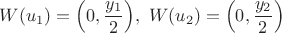 $$W(u_1)=\Big(0,\dfrac {y_1}2\Big), \ W(u_2)=\Big(0, \dfrac{y_2}2\Big)$$