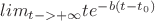 $lim\limits_{t-> +\infty}te^{-b(t-t_0)$