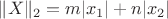 $\| X \|_2 = m|x_1| + n|x_2|$