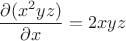 \[\frac{{\partial (x^2 yz)}}{{\partial x}} = 2xyz\]